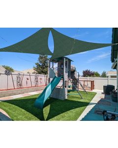 Coarbor 12'x12'x12' Sun Shade Sail Triangle Heavy Duty Fabric Cloth Screen for Patio Garden Yard Deck Pergola Canopy Water Permeable & UV Resistant (Green)