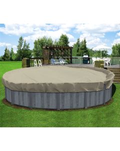 Coarbor 32' Ground Pool Cover for 28' Above Ground Pools Swimming Winter Pool Cover Winterizing Kit Above Ground Pool Winter Cover Tarp, Beige