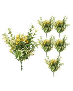 Coarbor 6 PCS Artificial Bushes Plastic Artificial Flowers Fake Outdoor Plants for Home Kitchen Party Flowers Arrangement Wedding Decorations, Green Yellow