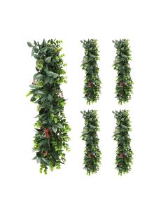5 PCS Artificial Plant Vines Faux Plants Greenery Garland for Wedding Party Garden Home Kitchen Office Wall Decor Indoor Outdoor Decor, Green Red