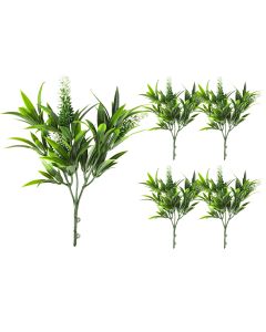 Coarbor 5 PCS Artificial Bushes Plastic Artificial Flowers Fake Outdoor Plants for Home Kitchen Party Flowers Arrangement Wedding Decorations, Green White