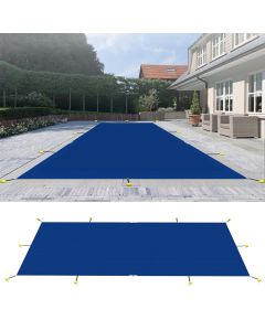 Coarbor Winter Pool Safety Cover Rectangle Mesh Pool Cover Durable Inground Safety Pool Cover for Inground Swimming Pool 24ft x50ft, Blue