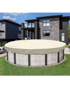 Coarbor 13' Round Winter Pool Cover for 10' Above Ground Pools Waterproof Safety Covers Tarp Wire Rope Hemmed All Edges Super Heavy Duty Strong Double Stitched Seam Beige