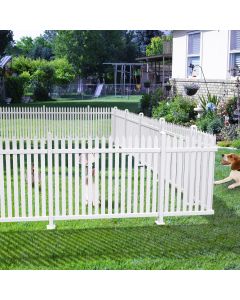 Coarbor 9 Sets 84"x36" Vinyl Picket Fence Panel White PVC Garden Decorative Fence for Yard Border Outdoor Patio Pet Barrier Temporary Small Dog Fence(34x9 Pickets, Straight)