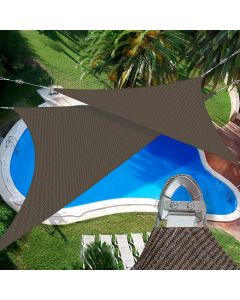Coarbor 48'x48'x48' Sun Shade Sail A Ring Design Steel Cable Wire Reinforcement Canopy Super Heavy Duty Strengthen Shades for Outdoor Patio Deck Yard Garden-Brown