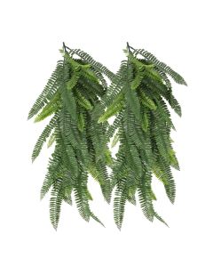 2 PCS Artificial Plant Vines Faux Plants Greenery Garland for Wedding Party Garden Home Kitchen Office Wall Decor Indoor Outdoor Decor, Fern Green