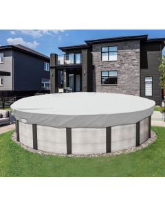 Coarbor 13' Round Winter Pool Cover for 10' Above Ground Pools Waterproof Safety Covers Tarp Wire Rope Hemmed All Edges Super Heavy Duty Strong Double Stitched Seam Light Gray