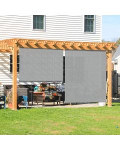 Coarbor Outdoor Roll up Shades Blinds for Porch Patio Shade E x terior Roller Window Shade Privacy Shade Screen for Deck Pergola Gazebo 5'W x 15'L Light Grey