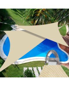 Coarbor 48'x48'x48' Sun Shade Sail A Ring Design Steel Cable Wire Reinforcement Canopy Super Heavy Duty Strengthen Shades for Outdoor Patio Deck Yard Garden-Beige
