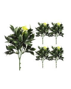 Coarbor 5 PCS Artificial Bushes Plastic Artificial Flowers Fake Outdoor Plants for Home Kitchen Party Flowers Arrangement Wedding Decorations, Green