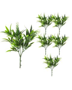 Coarbor 6 PCS Artificial Bushes Plastic Artificial Flowers Fake Outdoor Plants for Home Kitchen Party Flowers Arrangement Wedding Decorations, Green White