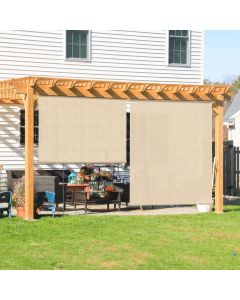 Coarbor Outdoor Roll up Shades Blinds for Porch Patio Shade E x terior Roller Window Shade Privacy Shade Screen for Deck Pergola Gazebo 5'W x 15'L Beige