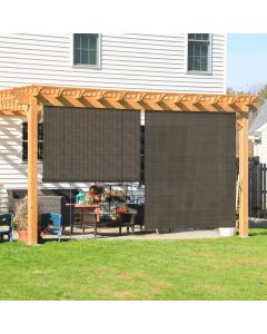 Coarbor Outdoor Roll up Shades Blinds for Porch Patio Shade E x terior Roller Window Shade Privacy Shade Screen for Deck Pergola Gazebo 5'W x 15'L Brown