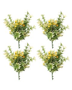 Coarbor 4 PCS Artificial Bushes Plastic Artificial Flowers Fake Outdoor Plants for Home Kitchen Party Flowers Arrangement Wedding Decorations, Green Yellow
