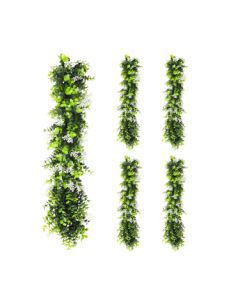 5 PCS Artificial Plant Vines Faux Plants Greenery Garland for Wedding Party Garden Home Kitchen Office Wall Decor Indoor Outdoor Decor, Green White