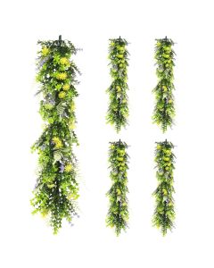5 PCS Artificial Plant Vines Faux Plants Greenery Garland for Wedding Party Garden Home Kitchen Office Wall Decor Indoor Outdoor Decor, Green Yellow