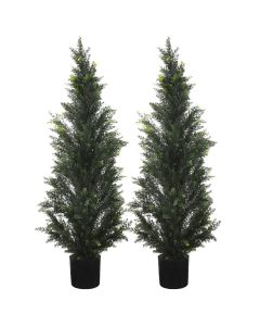 2 Pcs Artificial Cedar Tree with Planter Fake Plants 5ft Faux Tree Indoor for Home Decor Living Room Decor