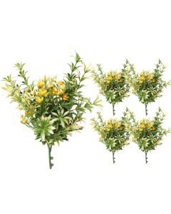Coarbor 5 PCS Artificial Bushes Plastic Artificial Flowers Fake Outdoor Plants for Home Kitchen Party Flowers Arrangement Wedding Decorations, Green Yellow