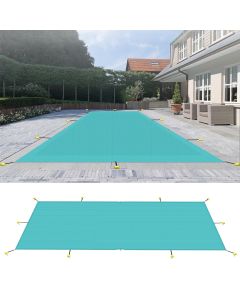Coarbor Winter Pool Safety Cover Rectangle Mesh Pool Cover Durable Inground Safety Pool Cover for Inground Swimming Pool 24ft x50ft, Turquoise