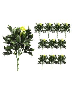Coarbor 11 PCS Artificial Bushes Plastic Artificial Flowers Fake Outdoor Plants for Home Kitchen Party Flowers Arrangement Wedding Decorations, Green