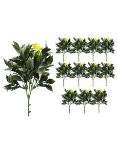 Coarbor 12 PCS Artificial Bushes Plastic Artificial Flowers Fake Outdoor Plants for Home Kitchen Party Flowers Arrangement Wedding Decorations, Green