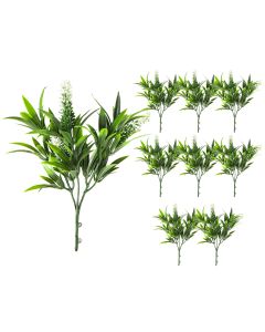Coarbor 9 PCS Artificial Bushes Plastic Artificial Flowers Fake Outdoor Plants for Home Kitchen Party Flowers Arrangement Wedding Decorations, Green White