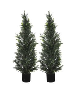 2 Pcs Artificial Cedar Tree with Planter Fake Plants 4ft Faux Tree Indoor for Home Decor Living Room Decor