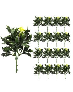 Coarbor 17 PCS Artificial Bushes Plastic Artificial Flowers Fake Outdoor Plants for Home Kitchen Party Flowers Arrangement Wedding Decorations, Green