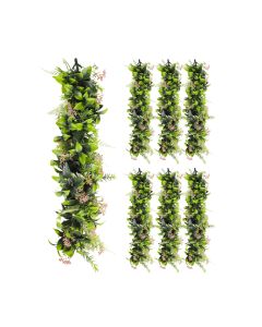7 PCS Artificial Plant Vines Faux Plants Greenery Garland for Wedding Party Garden Home Kitchen Office Wall Decor Indoor Outdoor Decor, Green Pink