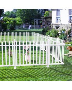 Coarbor 9 Sets 84"x30" Vinyl Picket Fence Panel White PVC Garden Decorative Fence for Yard Border Outdoor Patio Pet Barrier Temporary Small Dog Fence(20x9 Pickets, Straight)