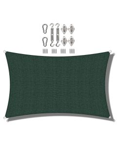 Coarbor 20'x24' Sun Shade Sail with Hardware Kit Rectangle Green sunshine Block Fabric Canopy Shade Cover Perfect for Patio Deck Yard Outdoor Garden