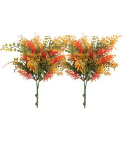 Coarbor 2 PCS Artificial Bushes Plastic Artificial Flowers Fake Outdoor Plants for Home Kitchen Party Flowers Arrangement Wedding Decorations, Orange