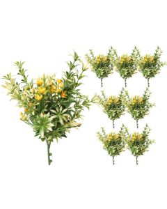 Coarbor 8 PCS Artificial Bushes Plastic Artificial Flowers Fake Outdoor Plants for Home Kitchen Party Flowers Arrangement Wedding Decorations, Green Yellow