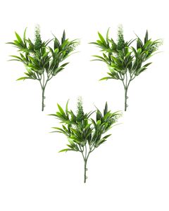 Coarbor 3 PCS Artificial Bushes Plastic Artificial Flowers Fake Outdoor Plants for Home Kitchen Party Flowers Arrangement Wedding Decorations, Green White