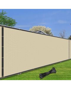 Coarbor 6' x 50' Privacy Fence Screen Heavy Duty Windscreen Fencing Mesh Shade Net Cover for Outdoor Wall Backyard Patio Deck and Porch, Beige