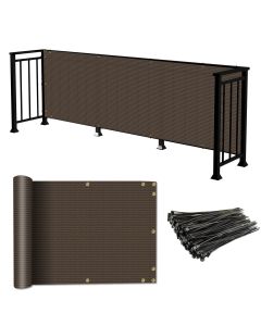 Coarbor 2.5'x99' Balcony Privacy Fence Screen Balcony Cover for Balcony Outdoor Porch Verandah Deck Terrace Patio Backyard Railing 160GSM 90% Blockage Brown