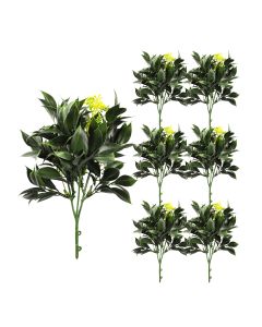 Coarbor 7 PCS Artificial Bushes Plastic Artificial Flowers Fake Outdoor Plants for Home Kitchen Party Flowers Arrangement Wedding Decorations, Green
