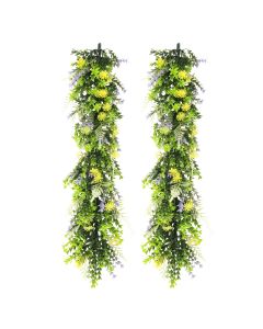 2 PCS Artificial Plant Vines Faux Plants Greenery Garland for Wedding Party Garden Home Kitchen Office Wall Decor Indoor Outdoor Decor, Green Yellow