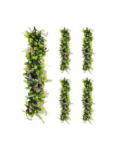 5 PCS Artificial Plant Vines Faux Plants Greenery Garland for Wedding Party Garden Home Kitchen Office Wall Decor Indoor Outdoor Decor, Green Pink