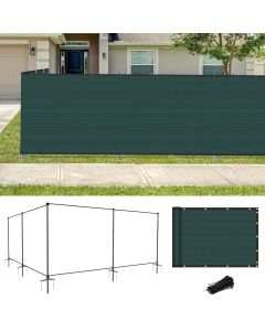 Coarbor 6'Hx99'W Iron Poles Privacy Fence Metal Fence Covering Privacy Fence Screen with Zipties and Base Anchor for Outside Garden Backyard Dog Kennel Chicken Pool, Green