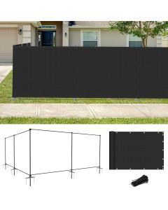 Coarbor 6'Hx99'W Iron Poles Privacy Fence Metal Fence Covering Privacy Fence Screen with Zipties and Base Anchor for Outside Garden Backyard Dog Kennel Chicken Pool, Black