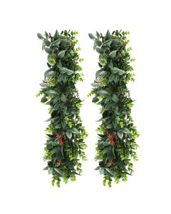 2 PCS Artificial Plant Vines Faux Plants Greenery Garland for Wedding Party Garden Home Kitchen Office Wall Decor Indoor Outdoor Decor, Green Red