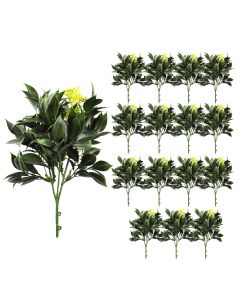 Coarbor 16 PCS Artificial Bushes Plastic Artificial Flowers Fake Outdoor Plants for Home Kitchen Party Flowers Arrangement Wedding Decorations, Green