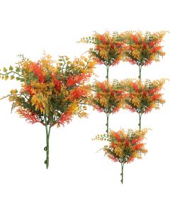Coarbor 6 PCS Artificial Bushes Plastic Artificial Flowers Fake Outdoor Plants for Home Kitchen Party Flowers Arrangement Wedding Decorations, Orange