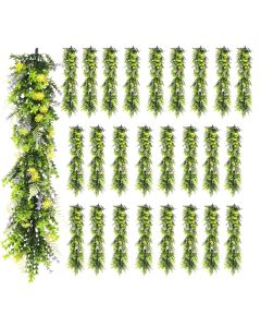 26 PCS Artificial Plant Vines Faux Plants Greenery Garland for Wedding Party Garden Home Kitchen Office Wall Decor Indoor Outdoor Decor, Green Yellow