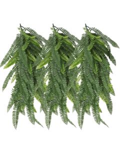 3 PCS Artificial Plant Vines Faux Plants Greenery Garland for Wedding Party Garden Home Kitchen Office Wall Decor Indoor Outdoor Decor, Fern Green