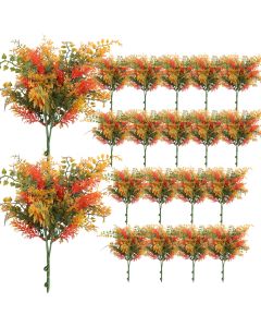 Coarbor 20 PCS Artificial Bushes Plastic Artificial Flowers Fake Outdoor Plants for Home Kitchen Party Flowers Arrangement Wedding Decorations, Orange