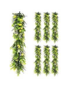 7 PCS Artificial Plant Vines Faux Plants Greenery Garland for Wedding Party Garden Home Kitchen Office Wall Decor Indoor Outdoor Decor, Green Yellow