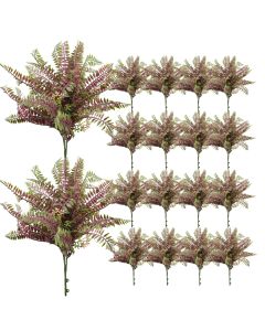 Coarbor 18 PCS Artificial Bushes Plastic Artificial Flowers Fake Outdoor Plants for Home Kitchen Party Flowers Arrangement Wedding Decorations, Purple Green