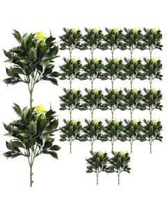 Coarbor 24 PCS Artificial Bushes Plastic Artificial Flowers Fake Outdoor Plants for Home Kitchen Party Flowers Arrangement Wedding Decorations, Green